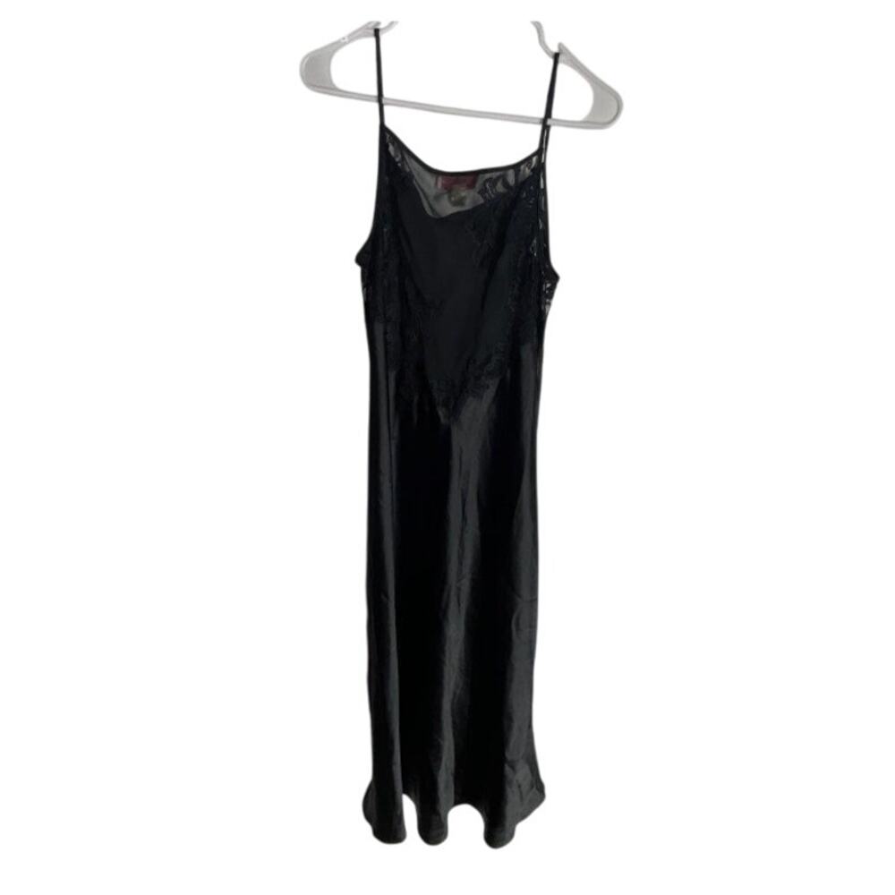 Oscar de la Renta Pink Label Black Slip Dress | Size Large | Satin Y2K Lingerie - Picture 3 of 3